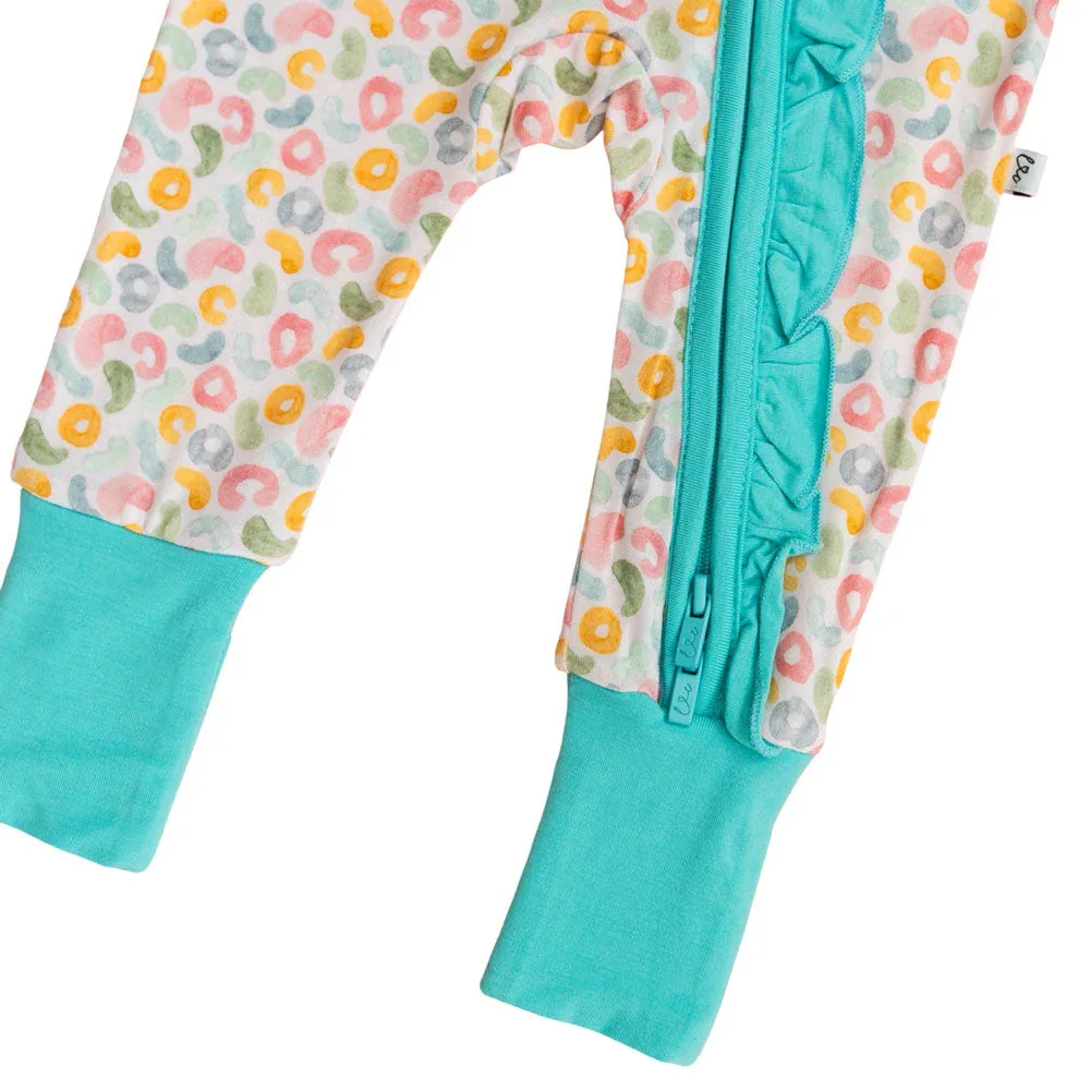 Kayelee Leopard Bamboo Ruffle Convertible Footie - Image 3