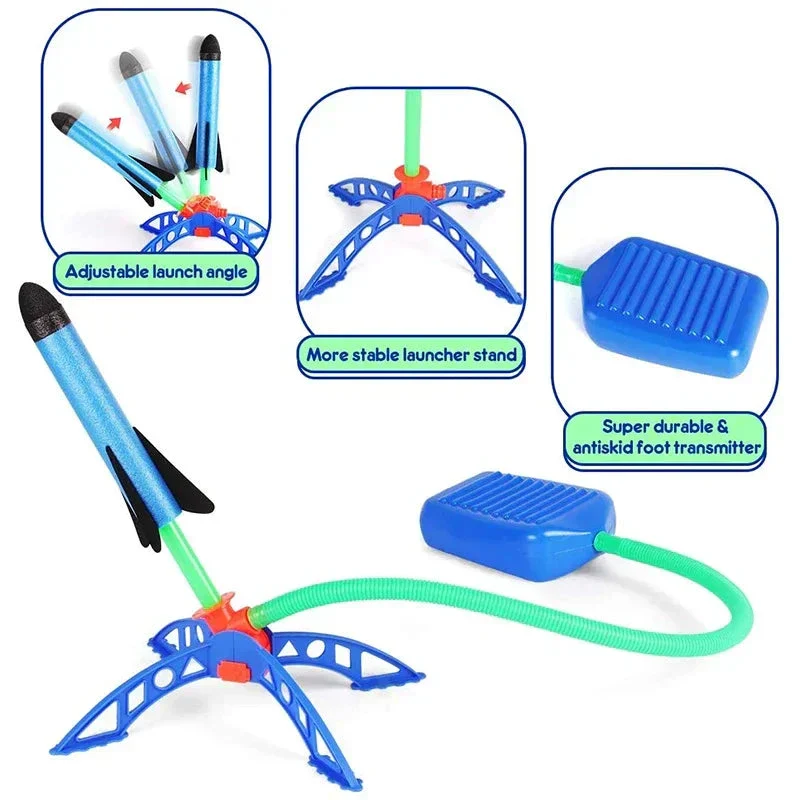 Kids Outdoor Rocket Launcher – Air-Powered Foot Pump Soaring Toy - Image 3