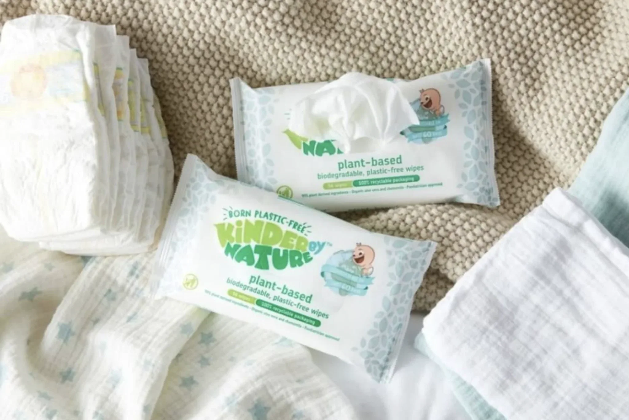 Kinder by Nature 100% Biodegradable Plant-Based Baby Wipes - 672 Count (12 packs of 56 wipes) - Image 6