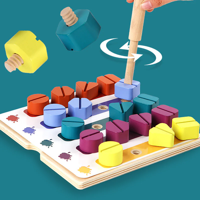 Kindergarten Screw-and-nut Shape Matching Color Puzzle Building Blocks - Image 2