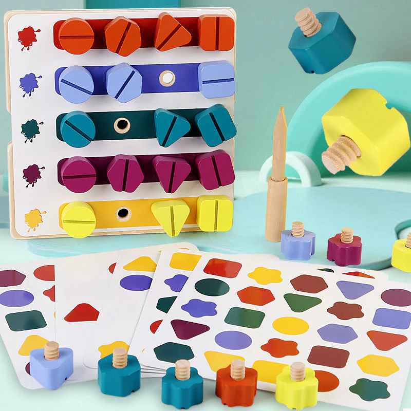 Kindergarten Screw-and-nut Shape Matching Color Puzzle Building Blocks - Image 3