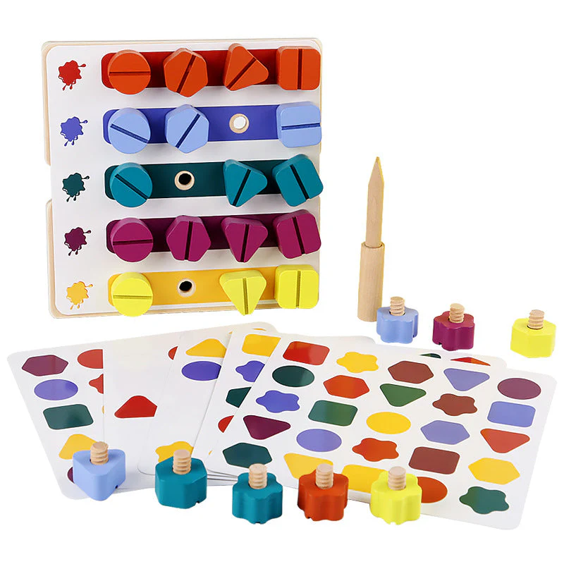 Kindergarten Screw-and-nut Shape Matching Color Puzzle Building Blocks - Image 6