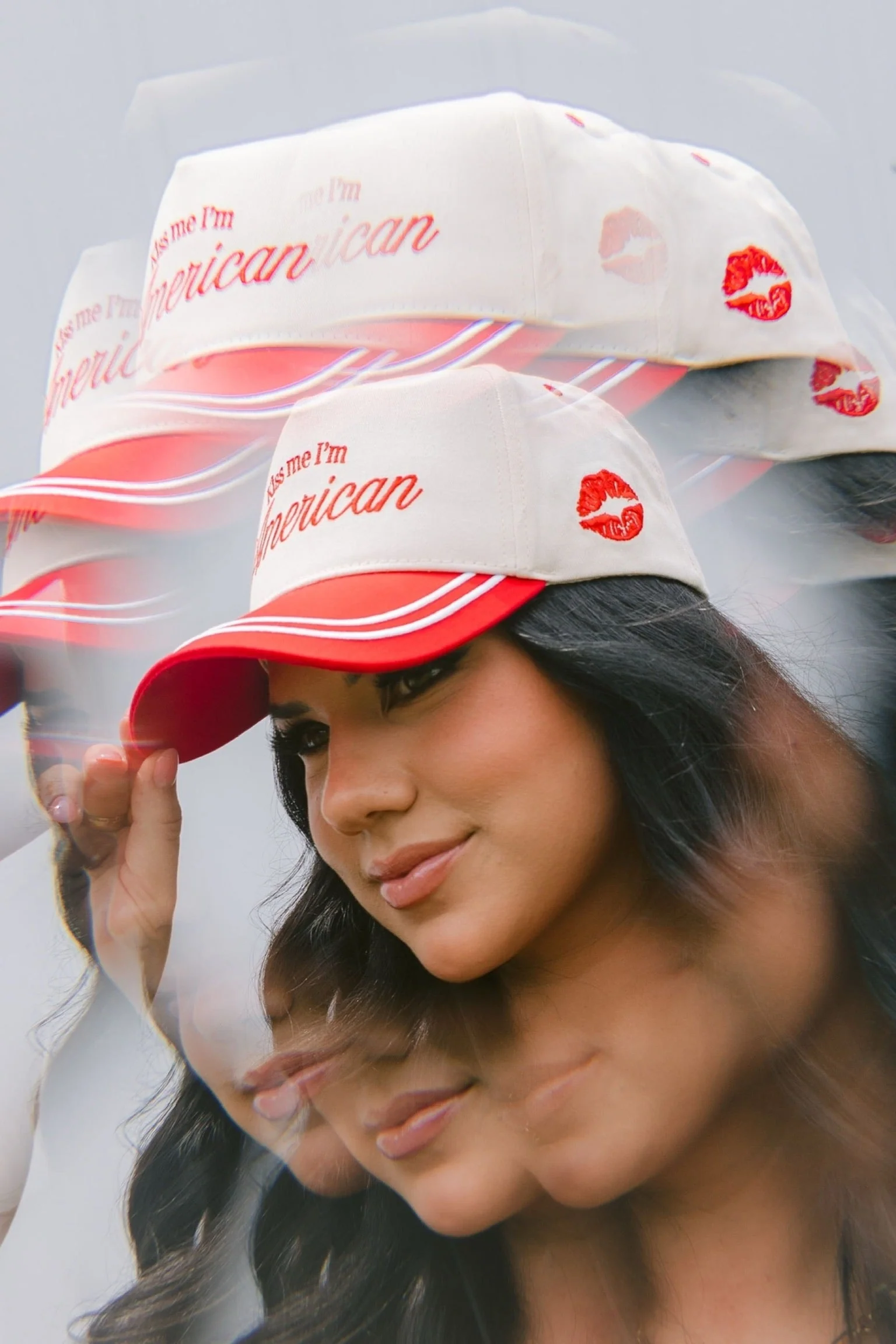 Kiss me I'm American - Red Vintage Trucker Hat - Image 6