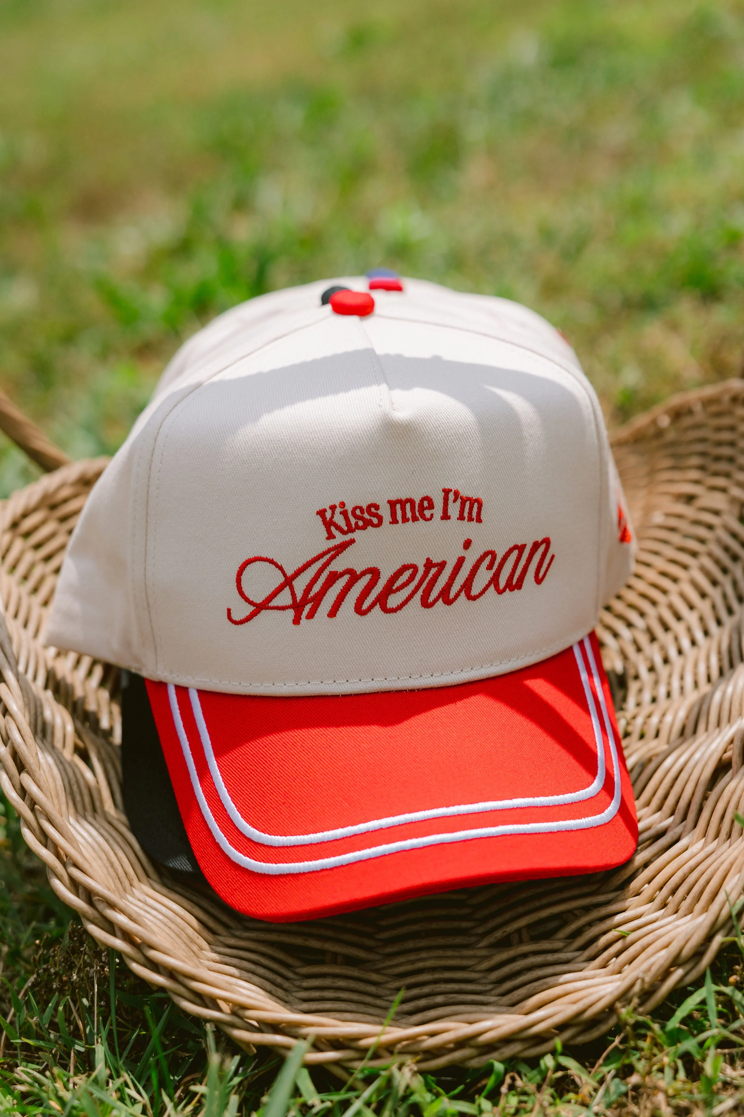Kiss me I'm American - Red Vintage Trucker Hat - Image 8