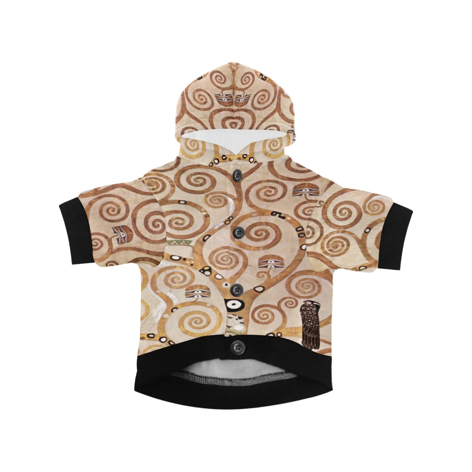 Klimt Tree of Life, Stoclet Frieze Button Hoodie - Image 3
