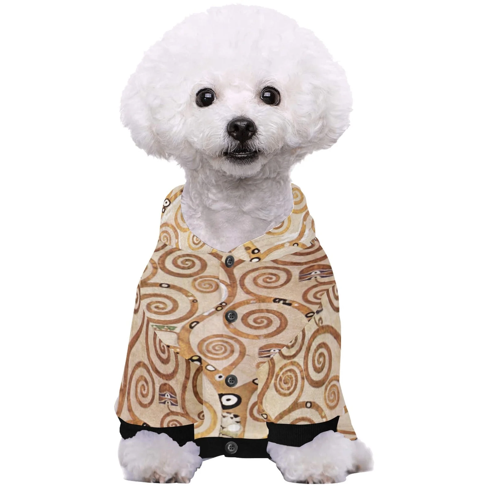 Klimt Tree of Life, Stoclet Frieze Button Hoodie - Image 4
