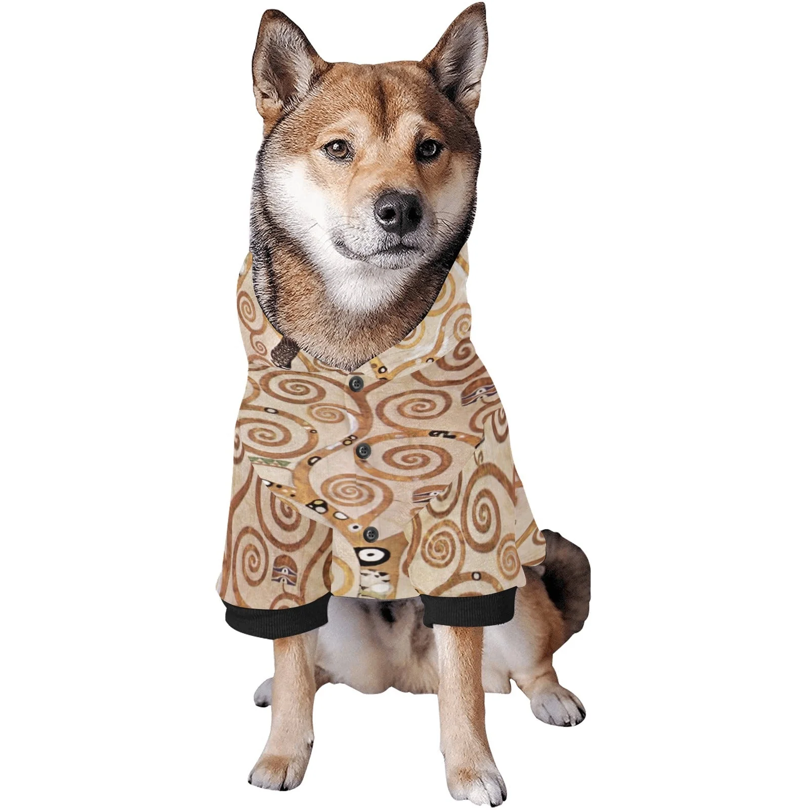 Klimt Tree of Life, Stoclet Frieze Button Hoodie - Image 6
