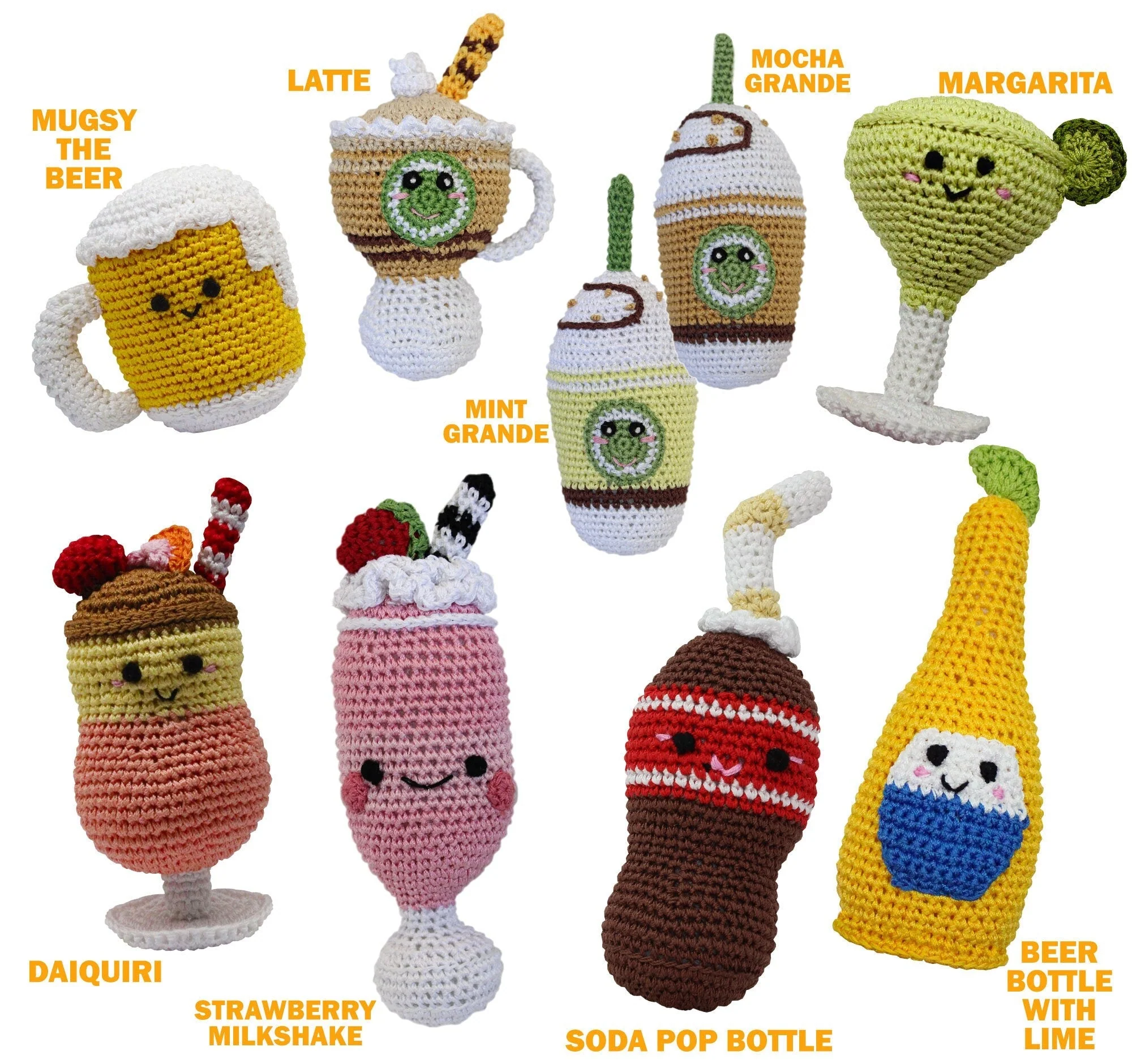 Knit Knacks Organic Cotton Pet, Dog Toy, "Beverages Group" (Choose from 9 different options!) - Image 2