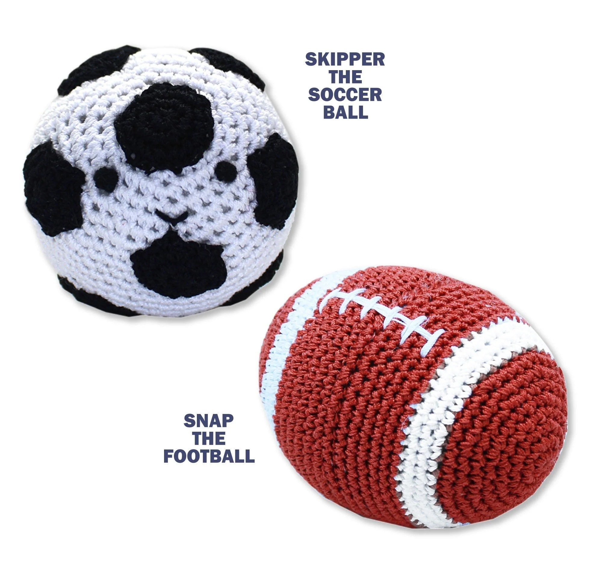 Knit Knacks Organic Cotton Pet & Dog Toys, "Sports Group" (Choose from Soccer or Football) - Image 2