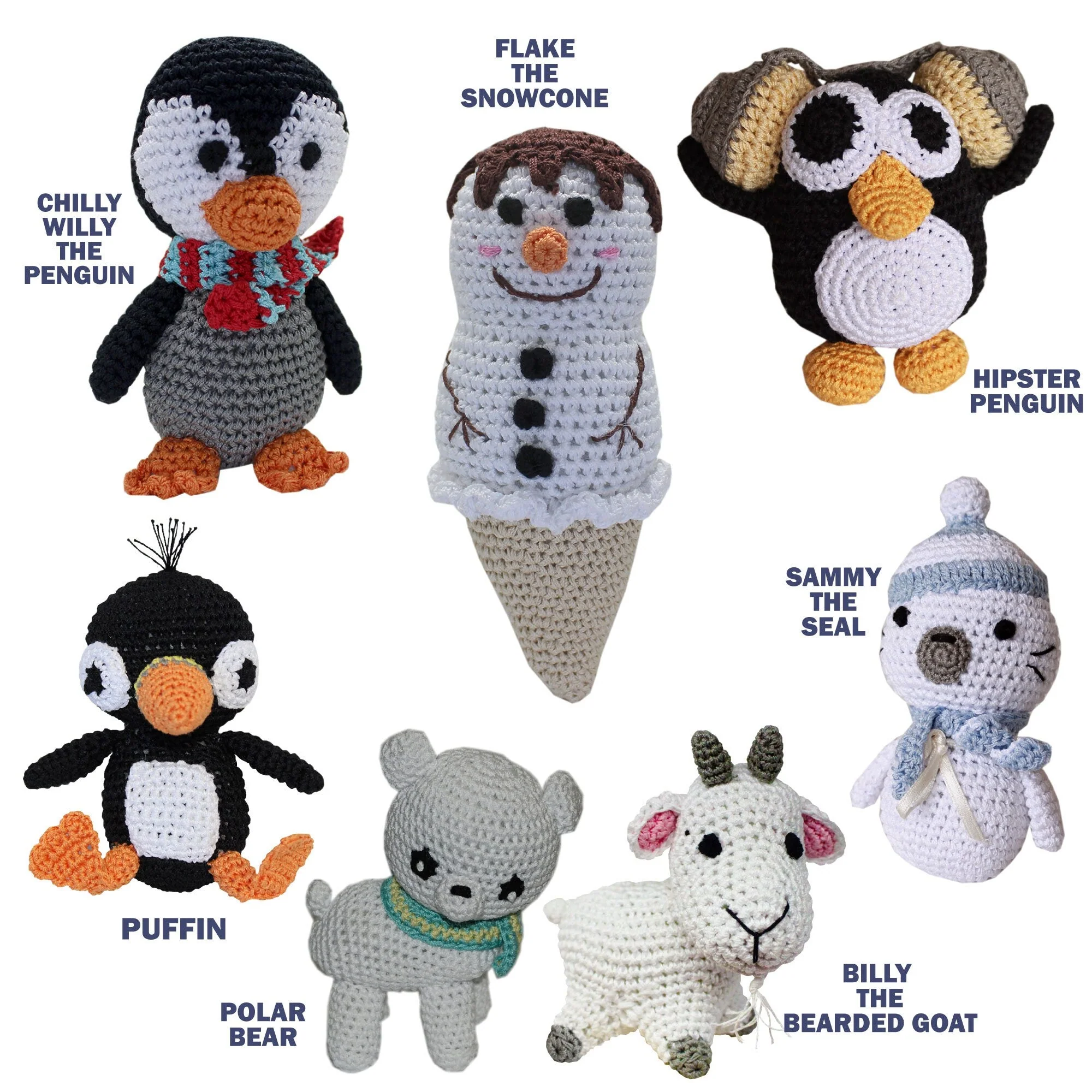 Knit Knacks Organic Cotton Pet & Dog Toys, "Winter Friends Group" (Choose from 7 options!) - Image 2