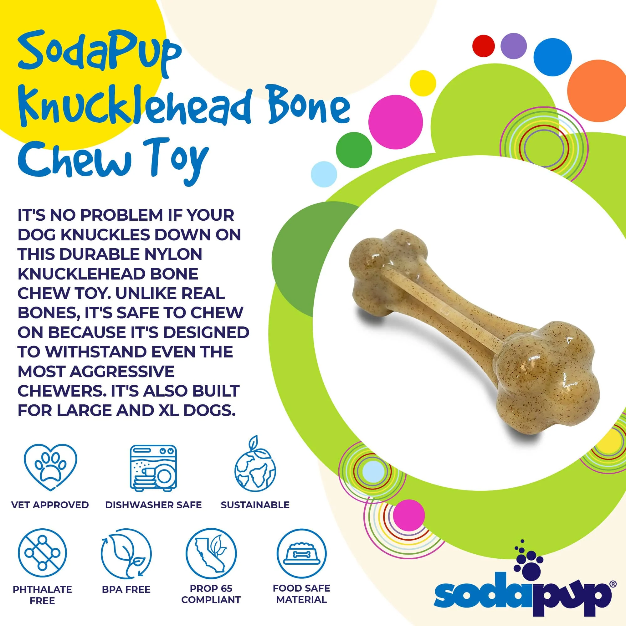 Knuckle Bone Nylon Dog Chew Toy for Aggressive Chewers | Made in USA - Image 2