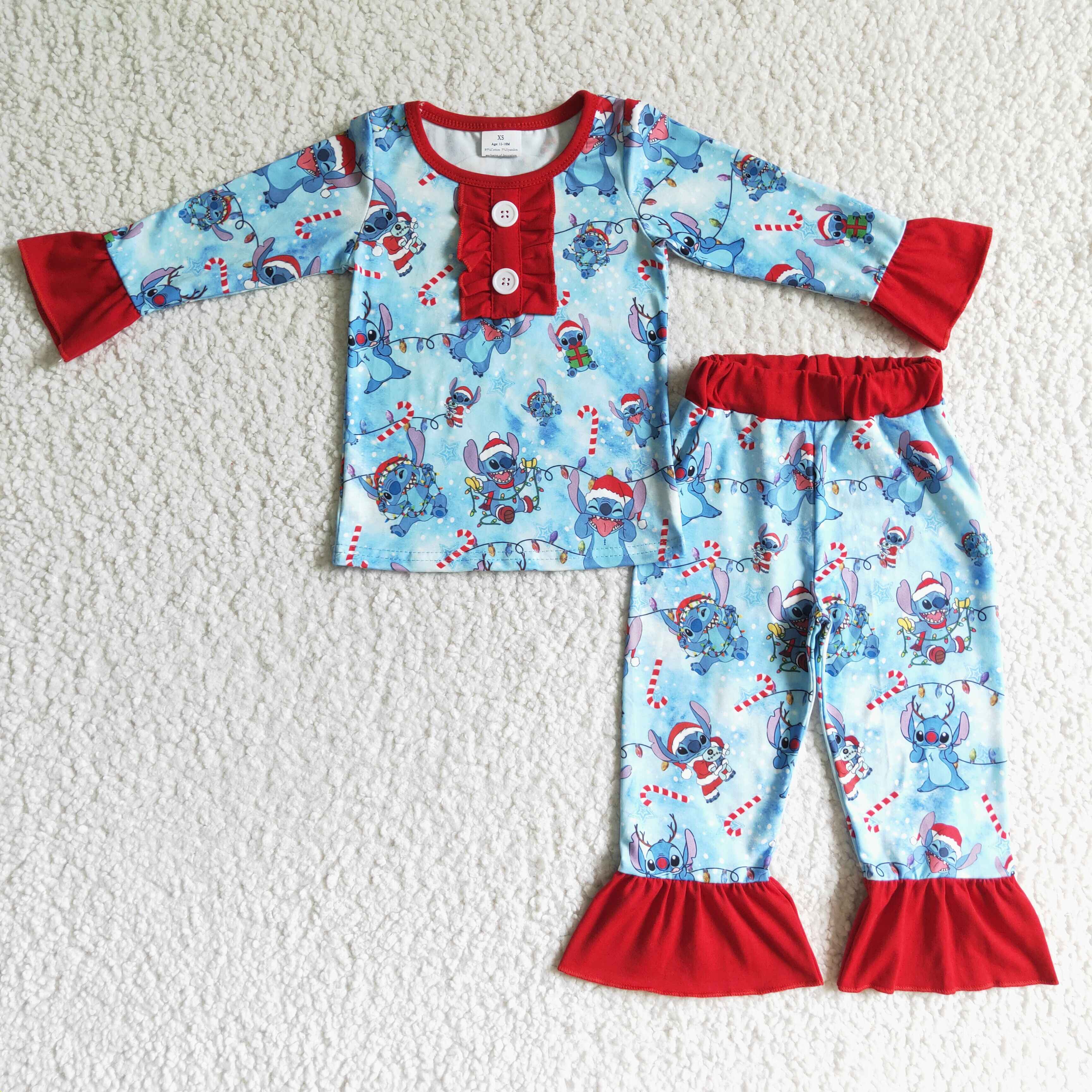 Koala print candy cane girls Christmas pajamas - Image 2