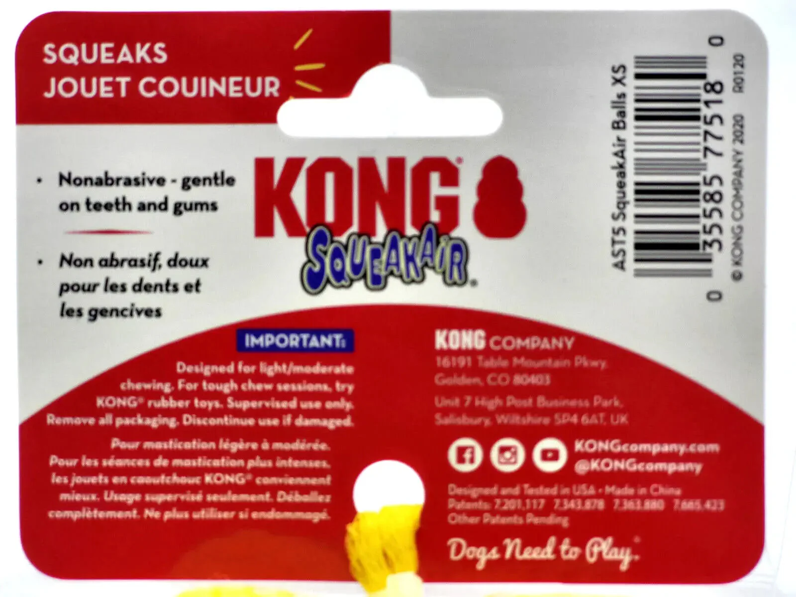 KONG Airdog Squeakair Tennis Balls 3 Ct XS Dog Fetch Toy - Image 10