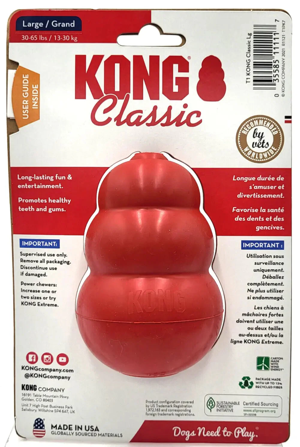 KONG Classic LARGE Durable Fetch & Chew Dog Toy Treat Stuffable 4X2.75" - Image 11