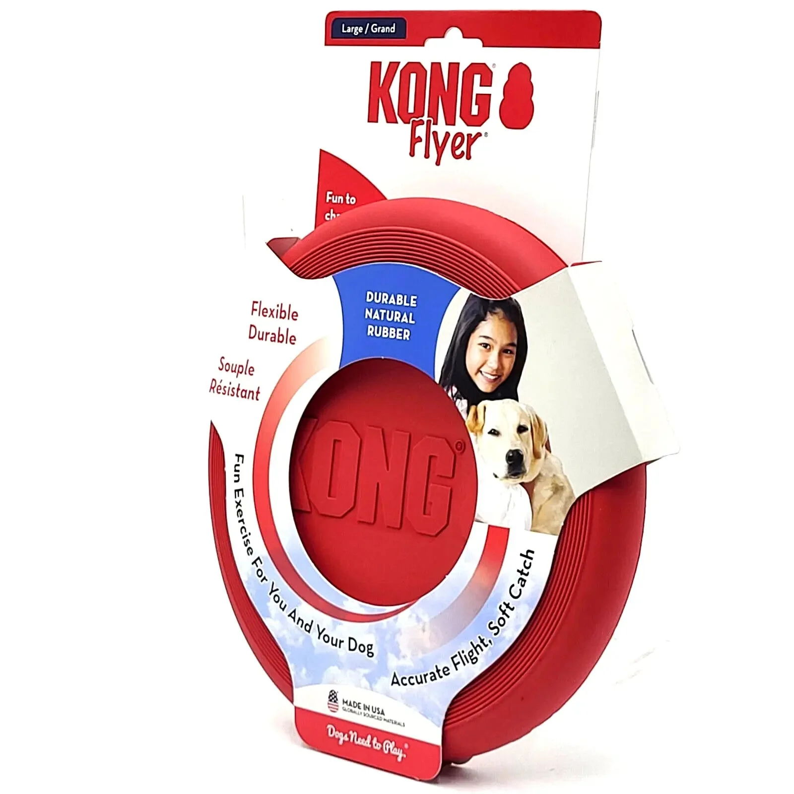 KONG Flexible Flyer Frisbee LARGE 9" Durable Soft Rubber Dog Fetch Toy - Image 3