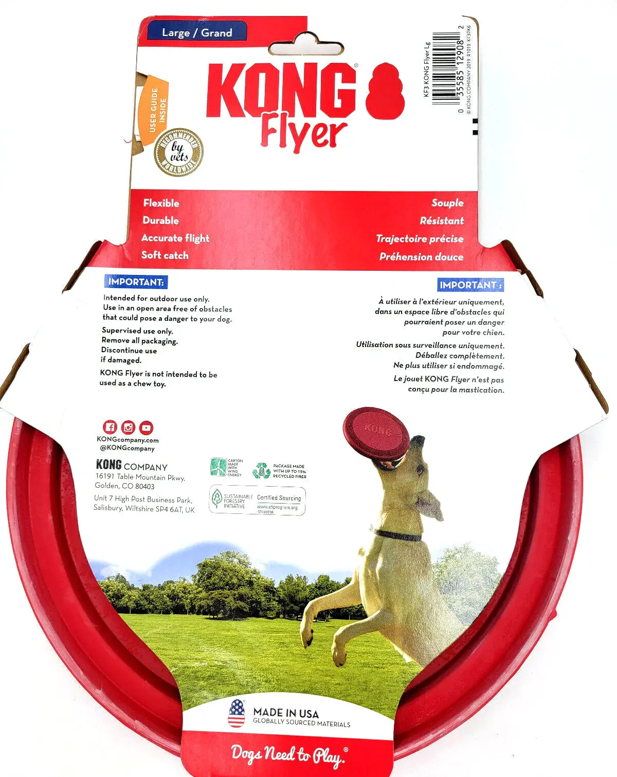 KONG Flexible Flyer Frisbee LARGE 9" Durable Soft Rubber Dog Fetch Toy - Image 7