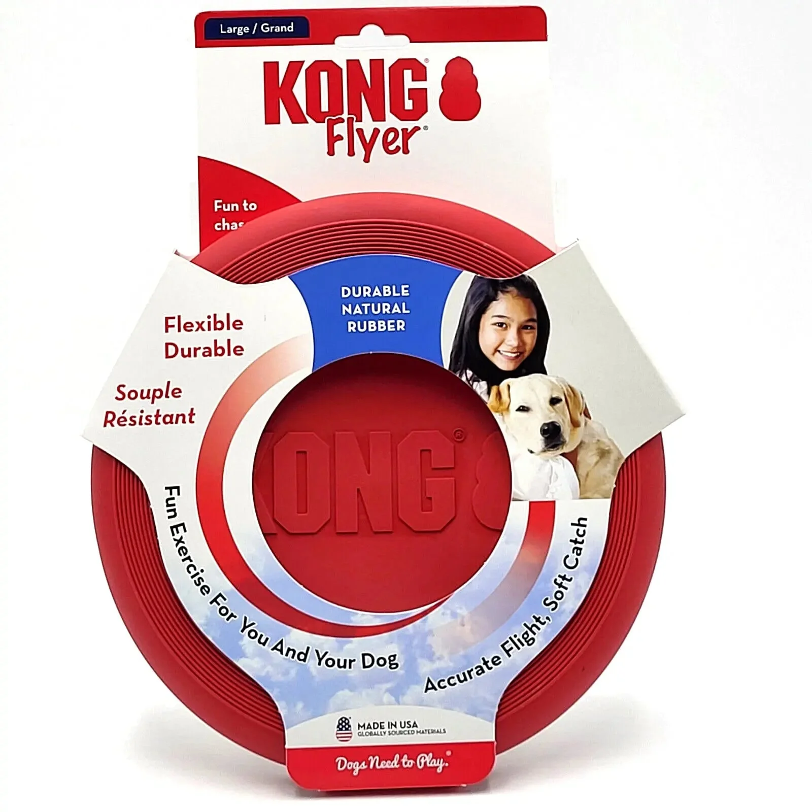 KONG Flexible Flyer Frisbee LARGE 9" Durable Soft Rubber Dog Fetch Toy - Image 8