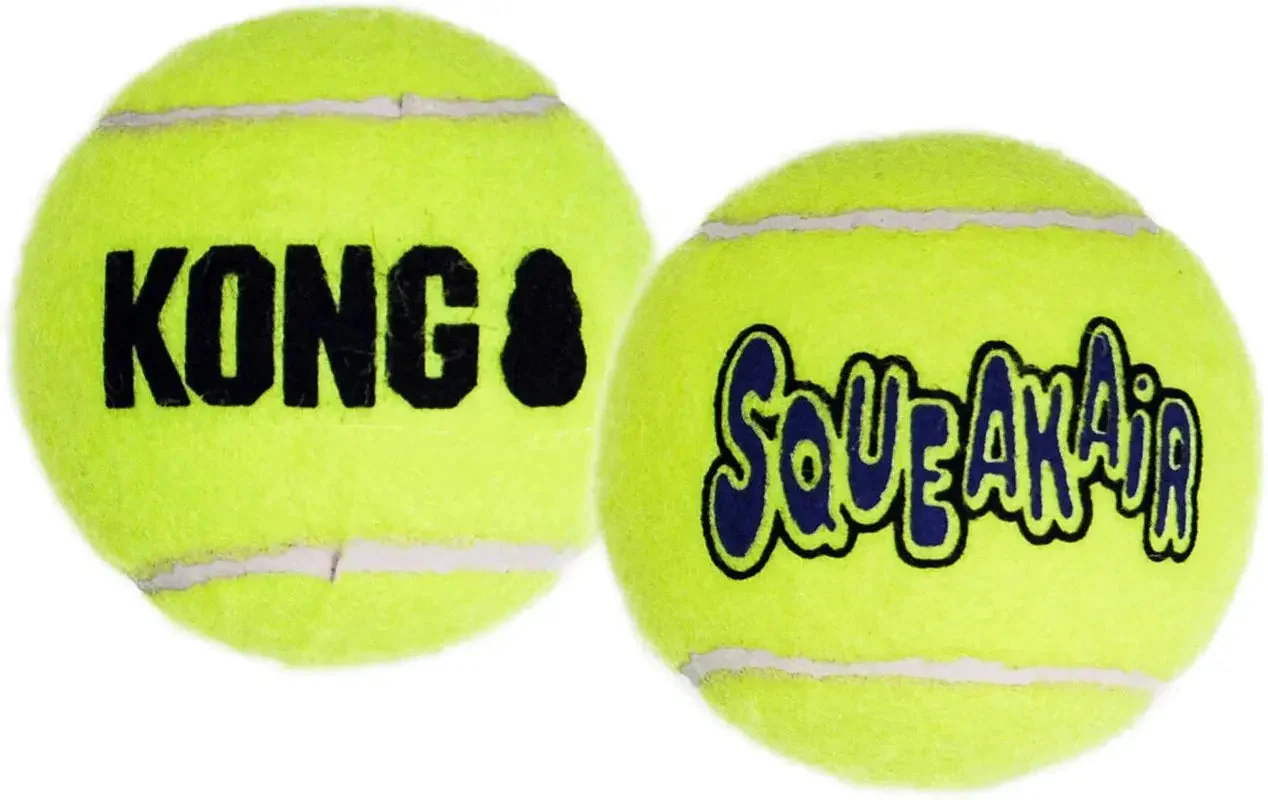 KONG Squeakair Tennis Balls (2) XL Squeaky Dog Fetch Toy 4" - Image 2