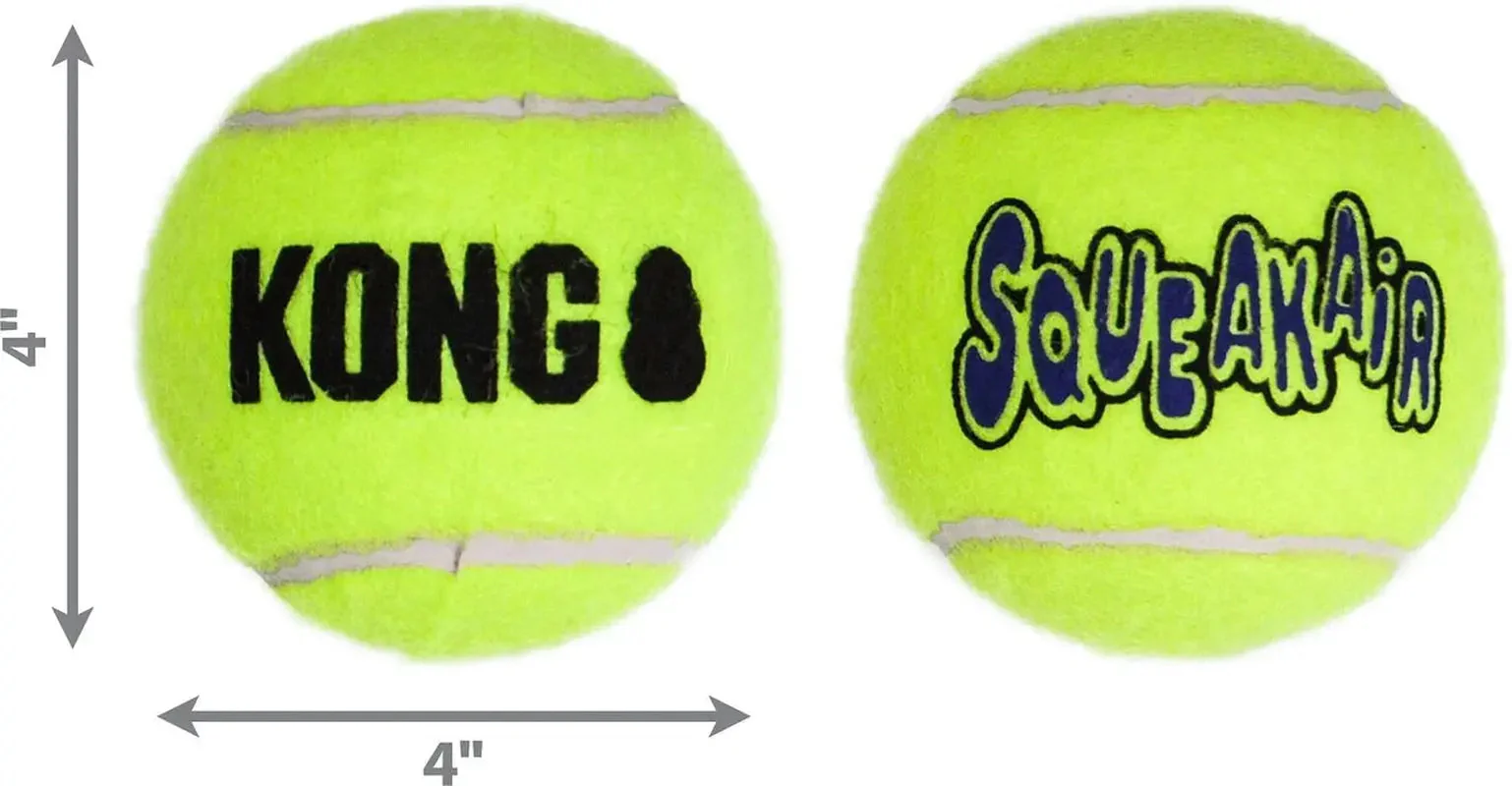 KONG Squeakair Tennis Balls (2) XL Squeaky Dog Fetch Toy 4" - Image 5