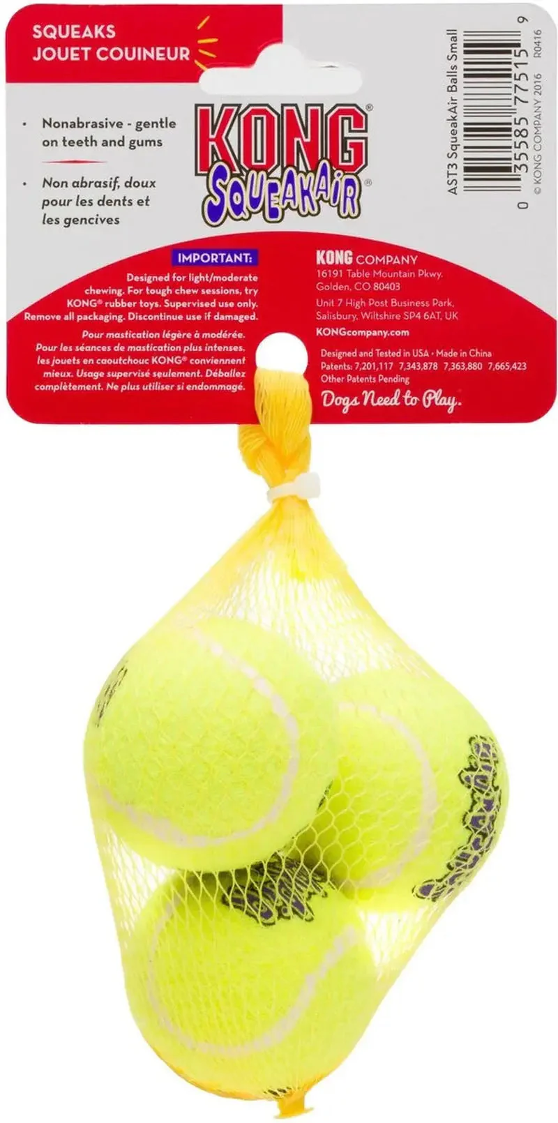 KONG Squeakair Tennis Balls 3Pk Small Airdog Squeaky Dog Fetch Toy 2" - Image 9