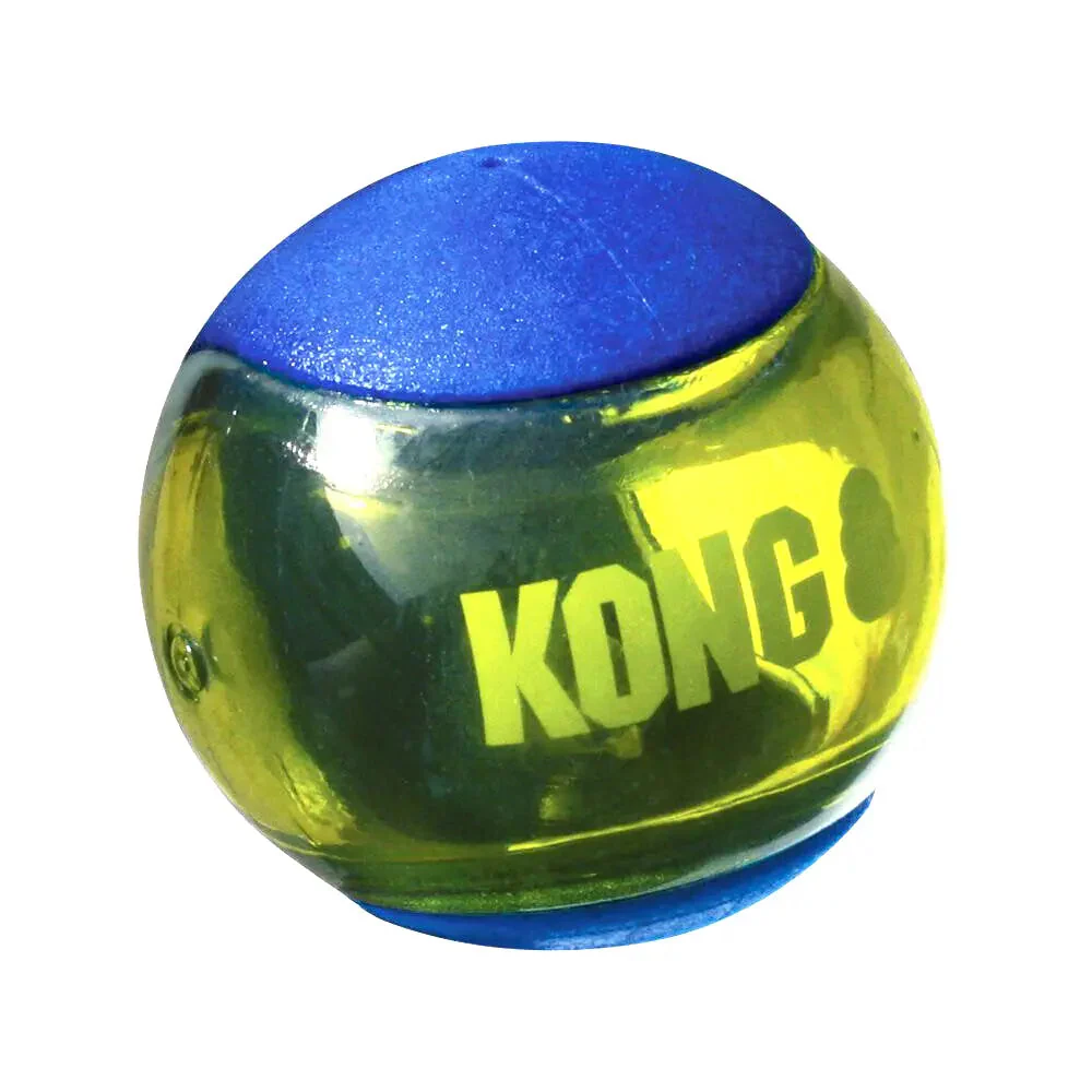 KONG Squeezz Action Ball Medium Blue 3 Pack Squeaky Dog Fetch Toy - Image 2