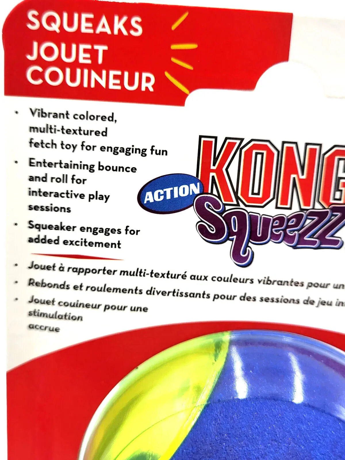 KONG Squeezz Action Ball Medium Blue 3 Pack Squeaky Dog Fetch Toy - Image 8