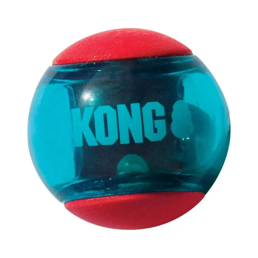 KONG Squeezz Action Ball Red 2 Count Large Squeaky Dog Fetch Toy 3" - Image 2
