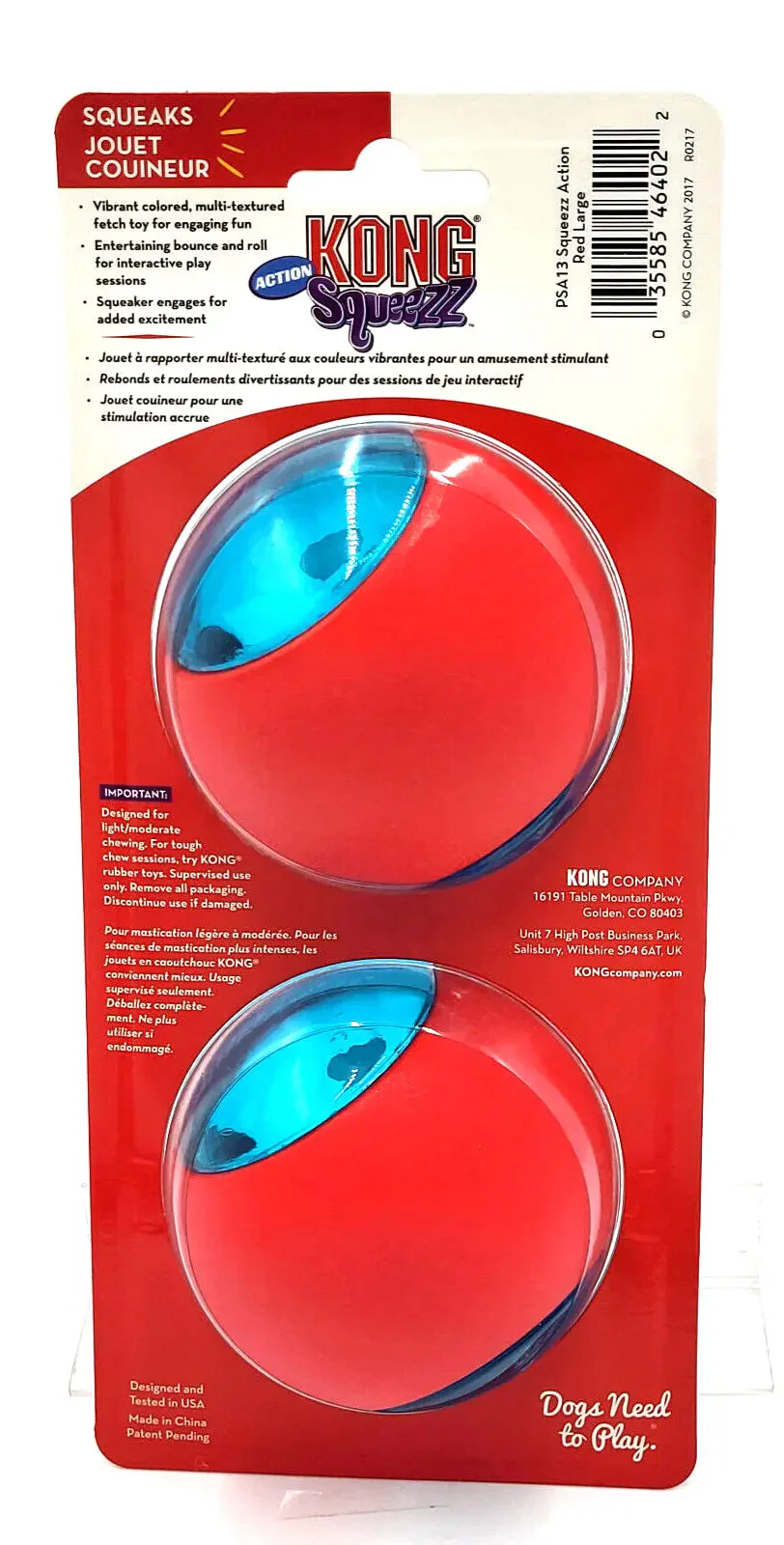 KONG Squeezz Action Ball Red 2 Count Large Squeaky Dog Fetch Toy 3" - Image 8