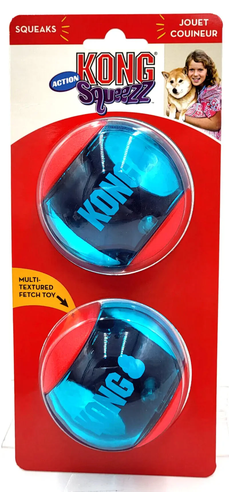 KONG Squeezz Action Ball Red 2 Count Large Squeaky Dog Fetch Toy 3" - Image 9