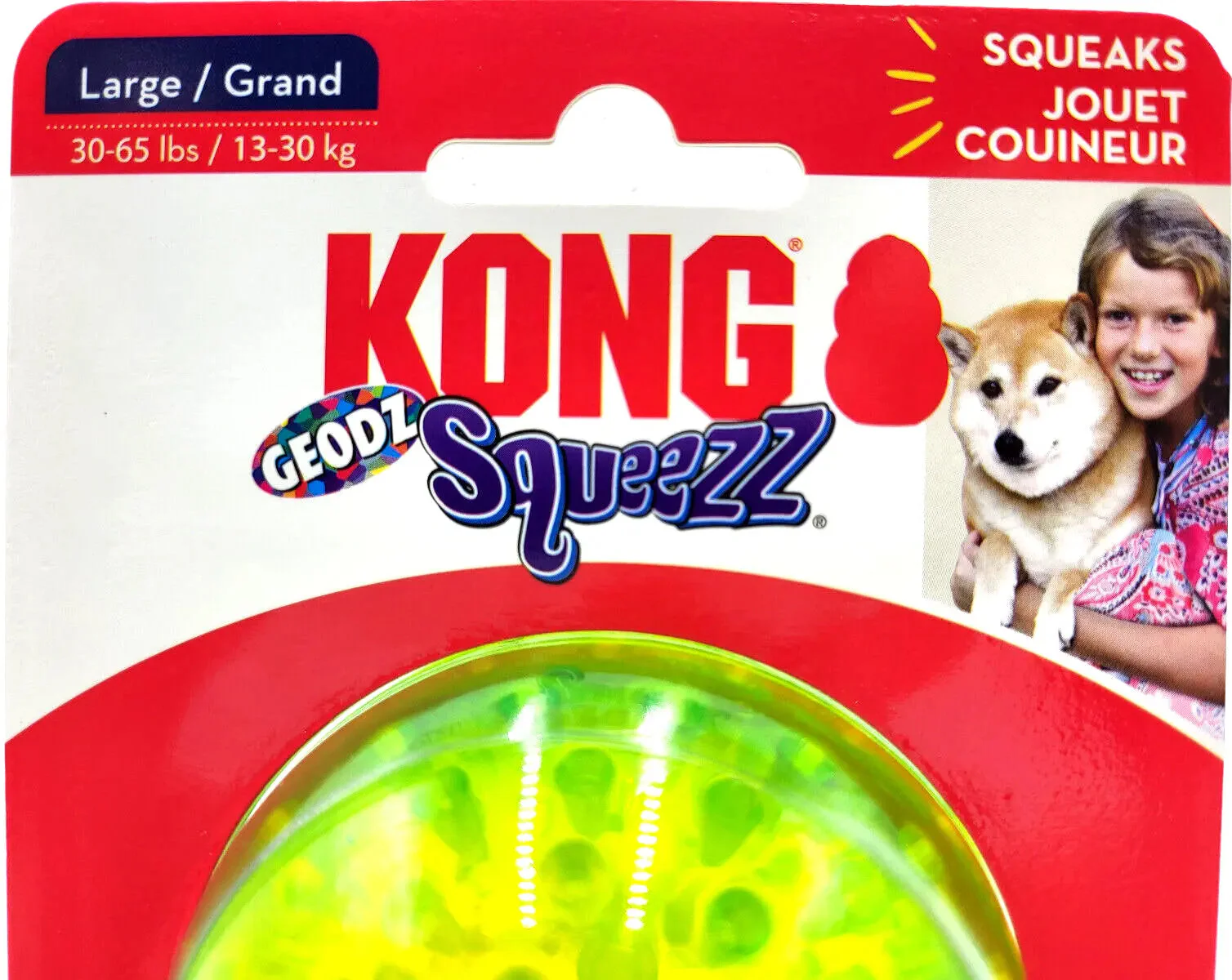 Kong Squeezz Geodz Balls Large 2Pk Squeaky Floating Dog Fetch Toy 3" Colors Vary - Image 4