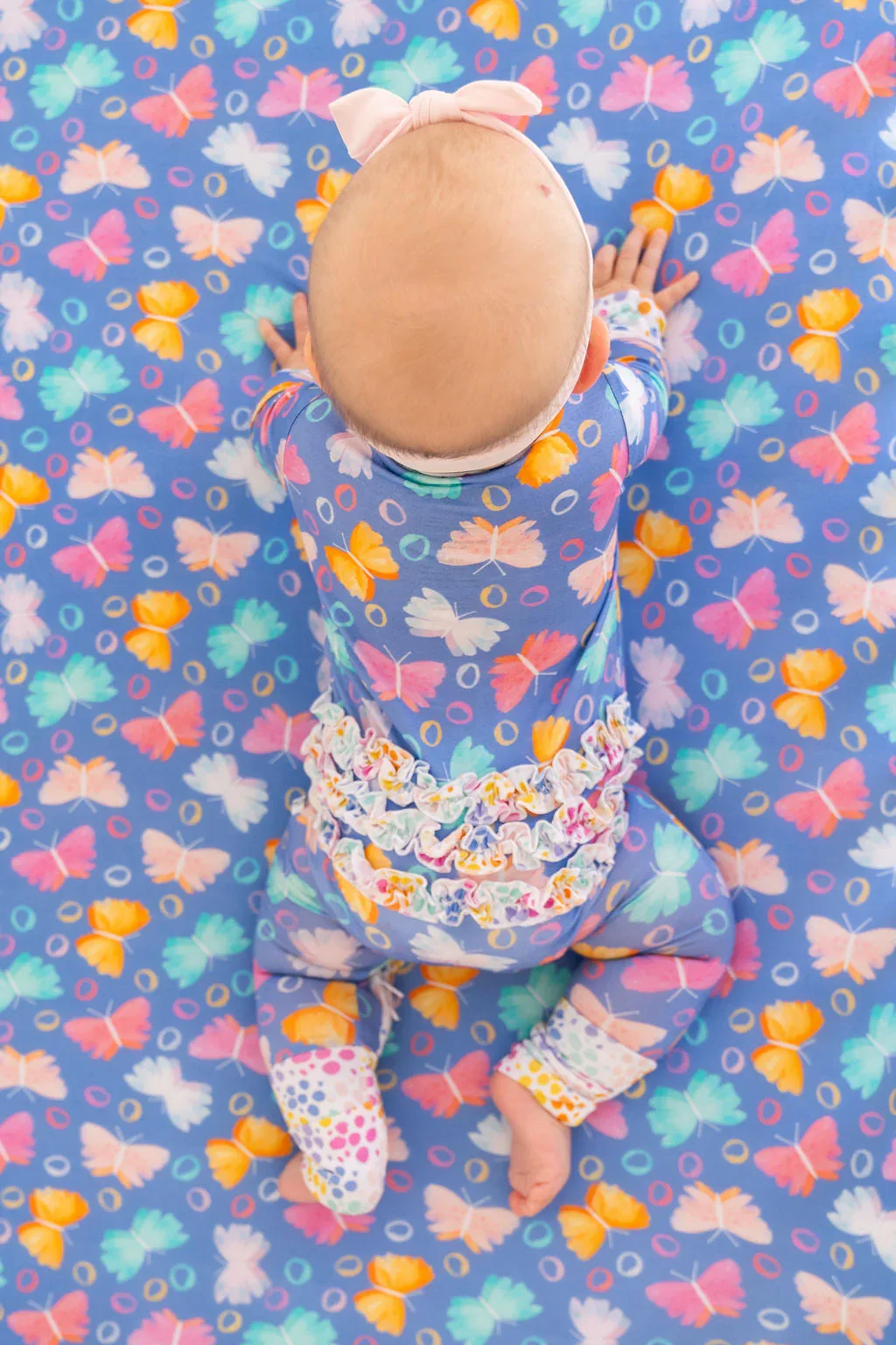 Korrie Butterflies Bamboo Ruffle Convertible Footie - Image 10
