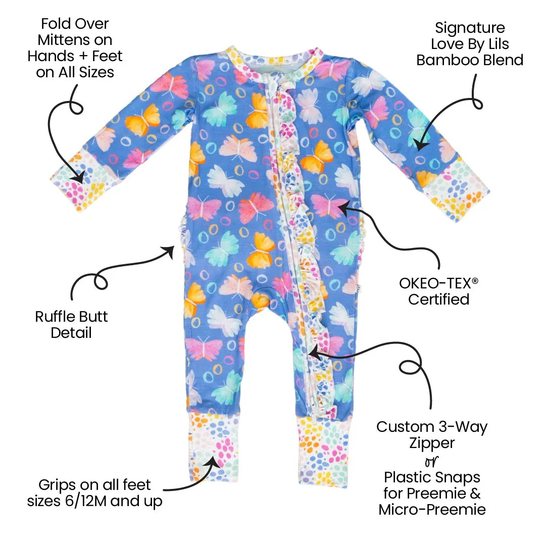 Korrie Butterflies Bamboo Ruffle Convertible Footie - Image 2