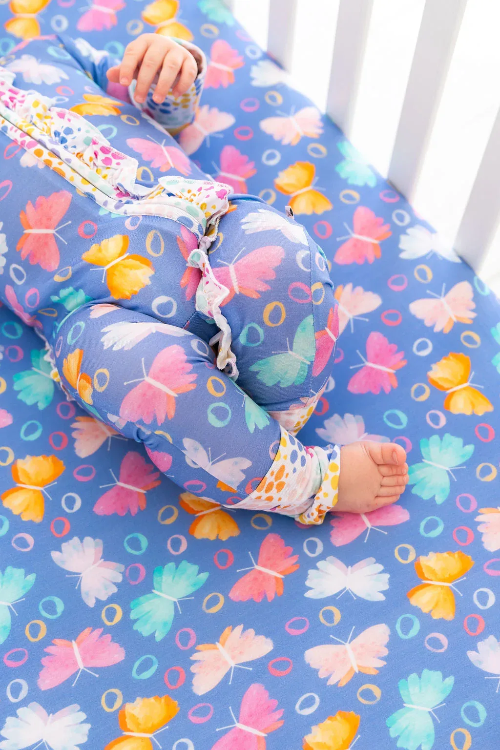 Korrie Butterflies Bamboo Ruffle Convertible Footie - Image 3