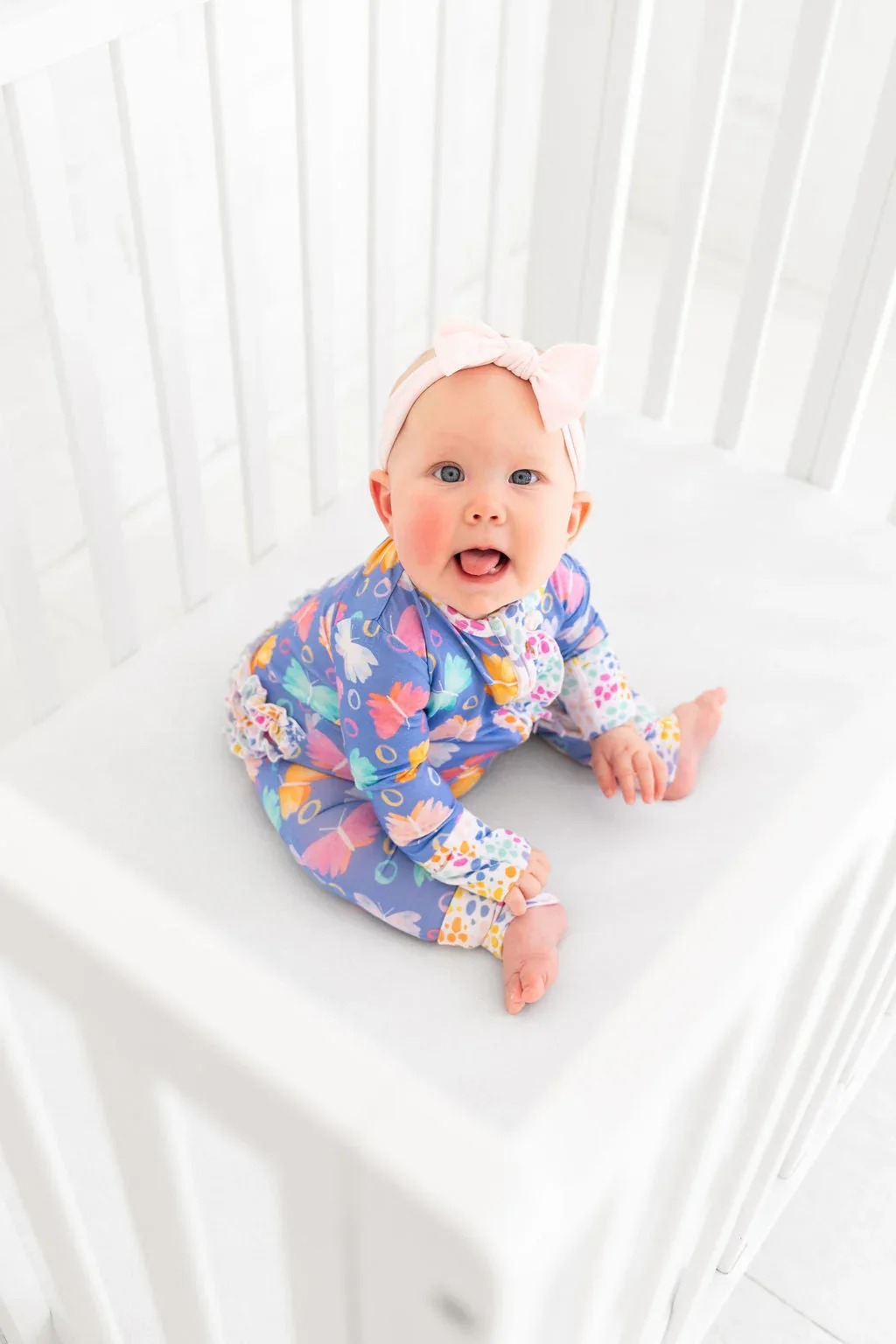 Korrie Butterflies Bamboo Ruffle Convertible Footie - Image 5