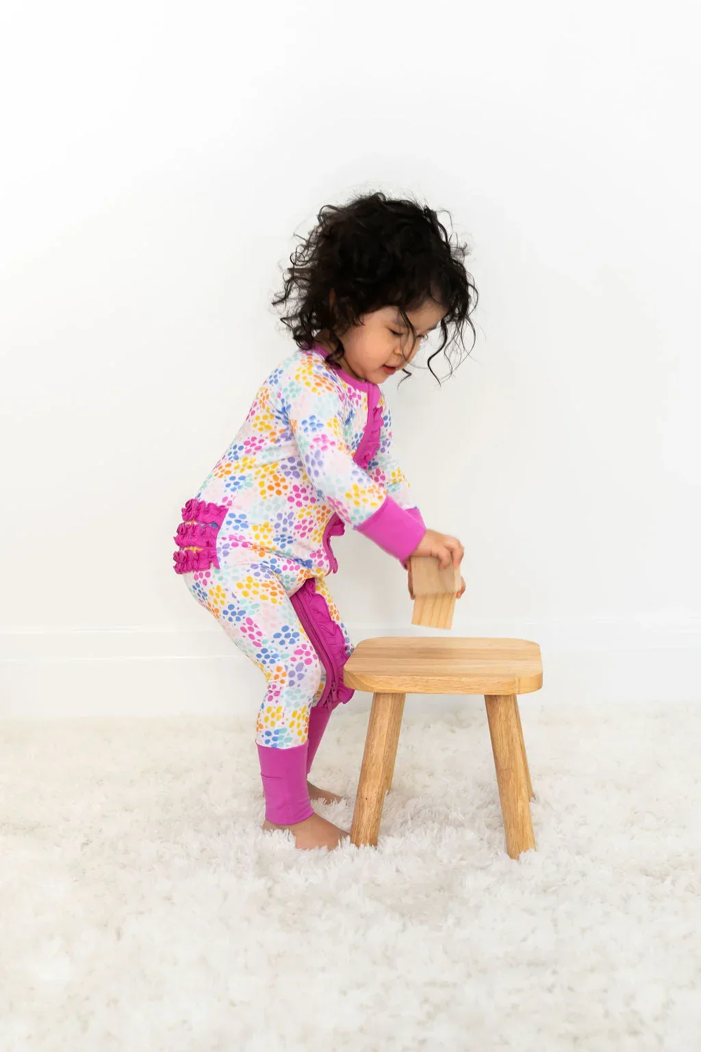 Korrie Dots Bamboo Ruffle Convertible Footie - Image 2