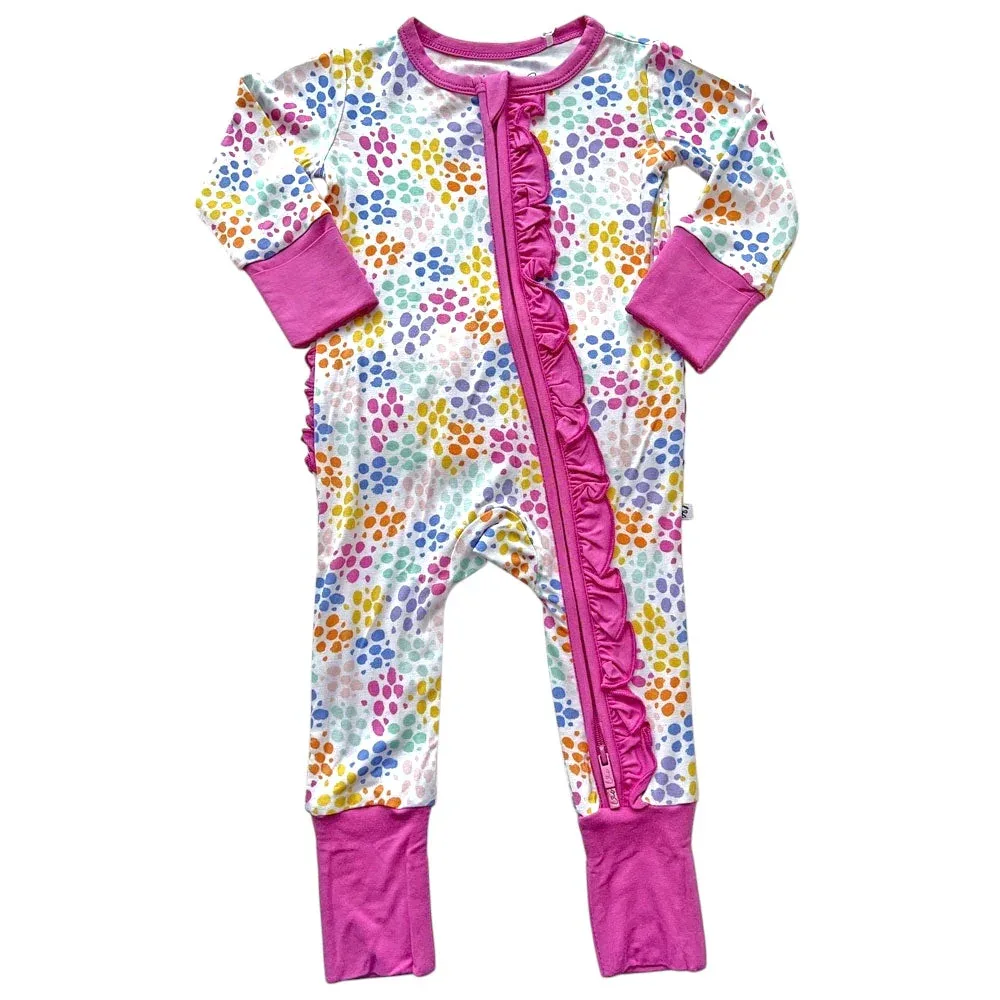 Korrie Dots Bamboo Ruffle Convertible Footie - Image 3