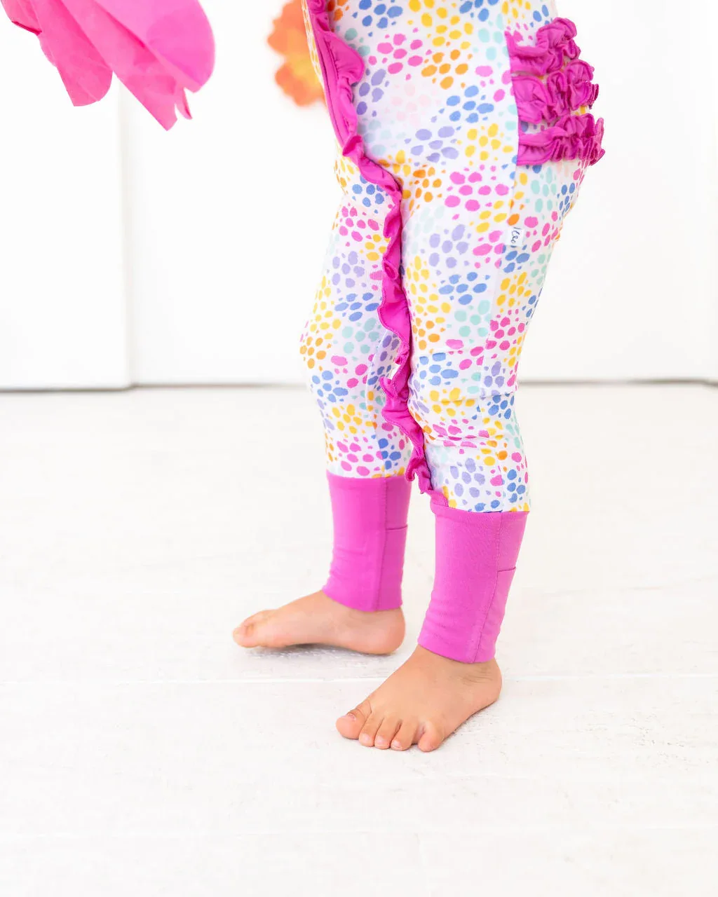Korrie Dots Bamboo Ruffle Convertible Footie - Image 5
