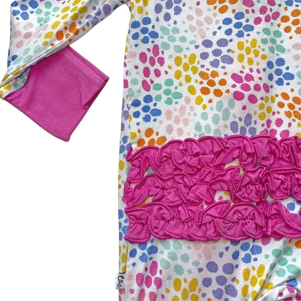 Korrie Dots Bamboo Ruffle Convertible Footie - Image 7