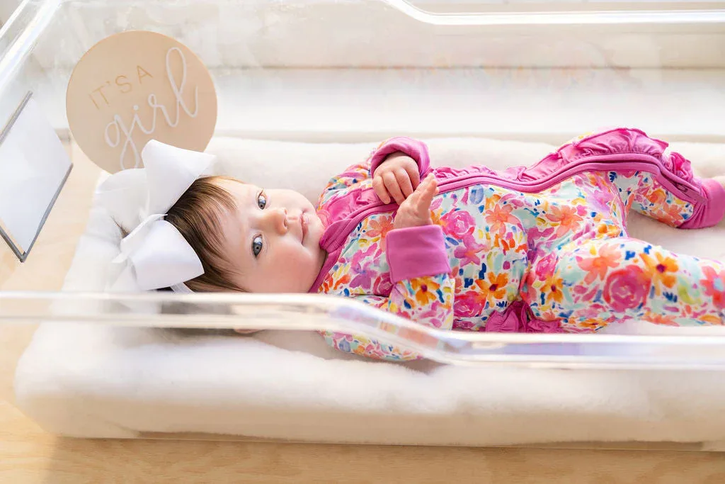 Korrie Floral Bamboo Ruffle Convertible Footie - Image 5