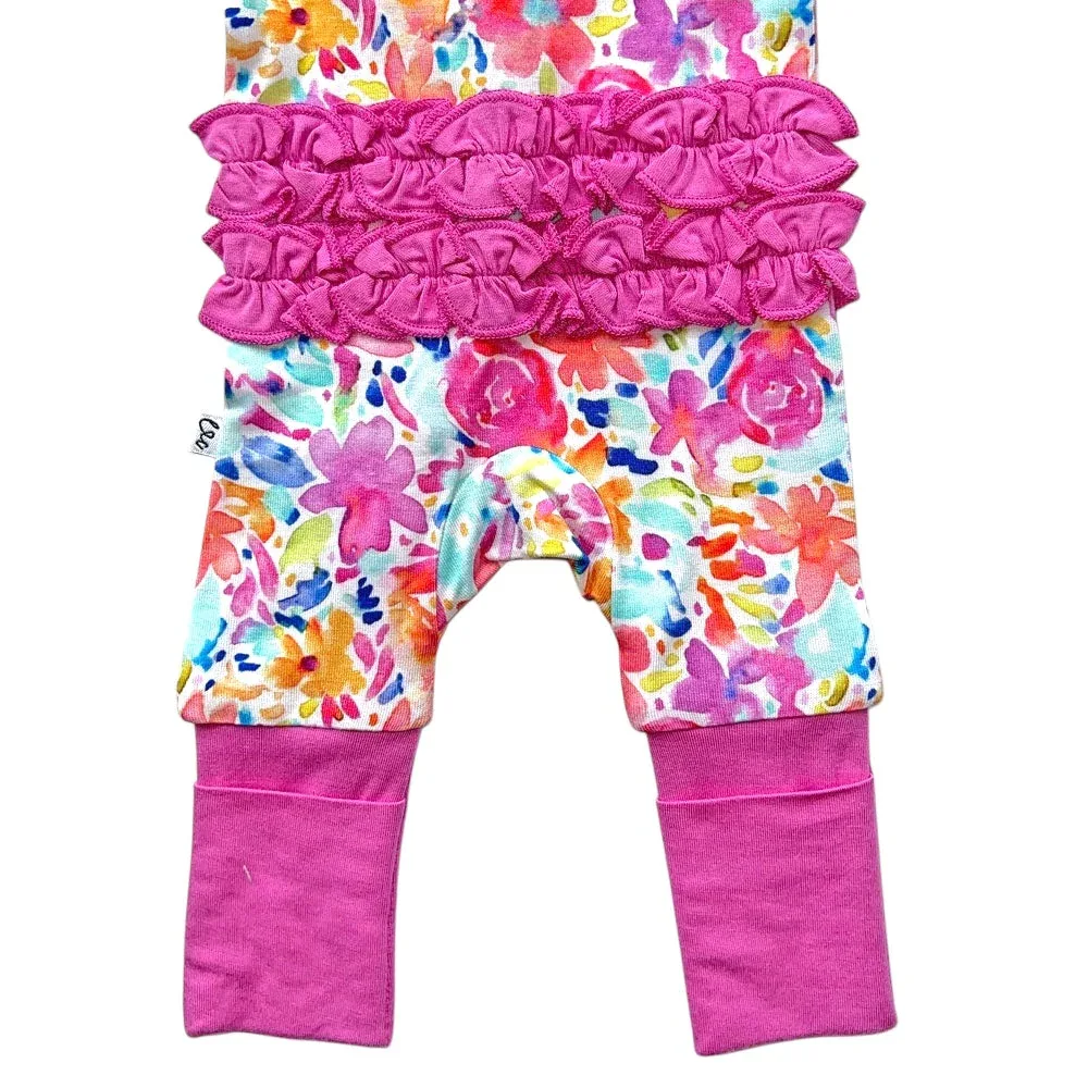 Korrie Floral Bamboo Ruffle Convertible Footie - Image 6