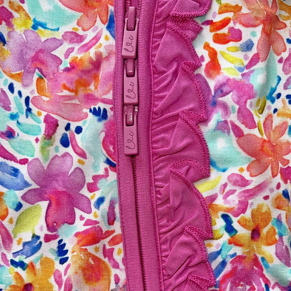 Korrie Floral Bamboo Ruffle Convertible Footie - Image 7