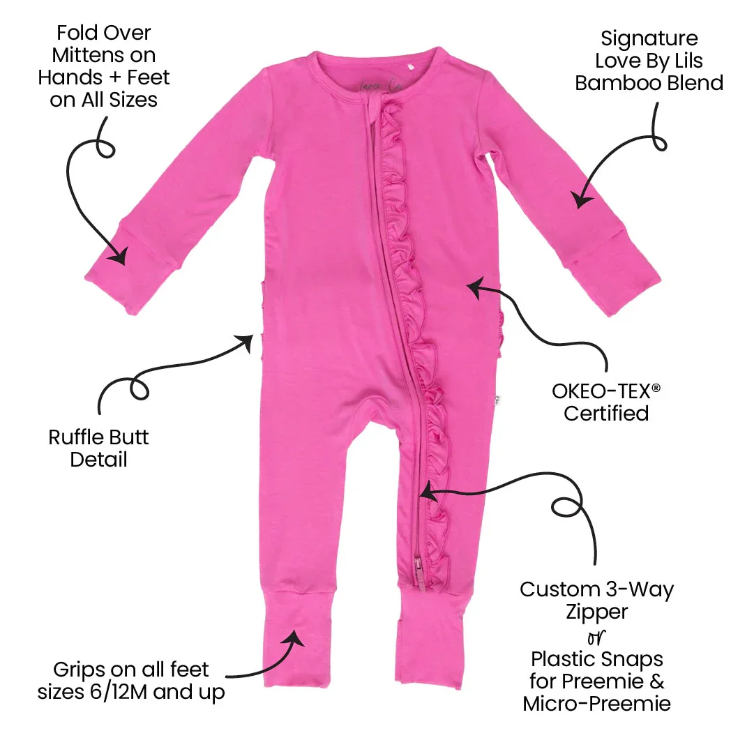 Korrie Pink Bamboo Ruffle Convertible Footie - Image 2