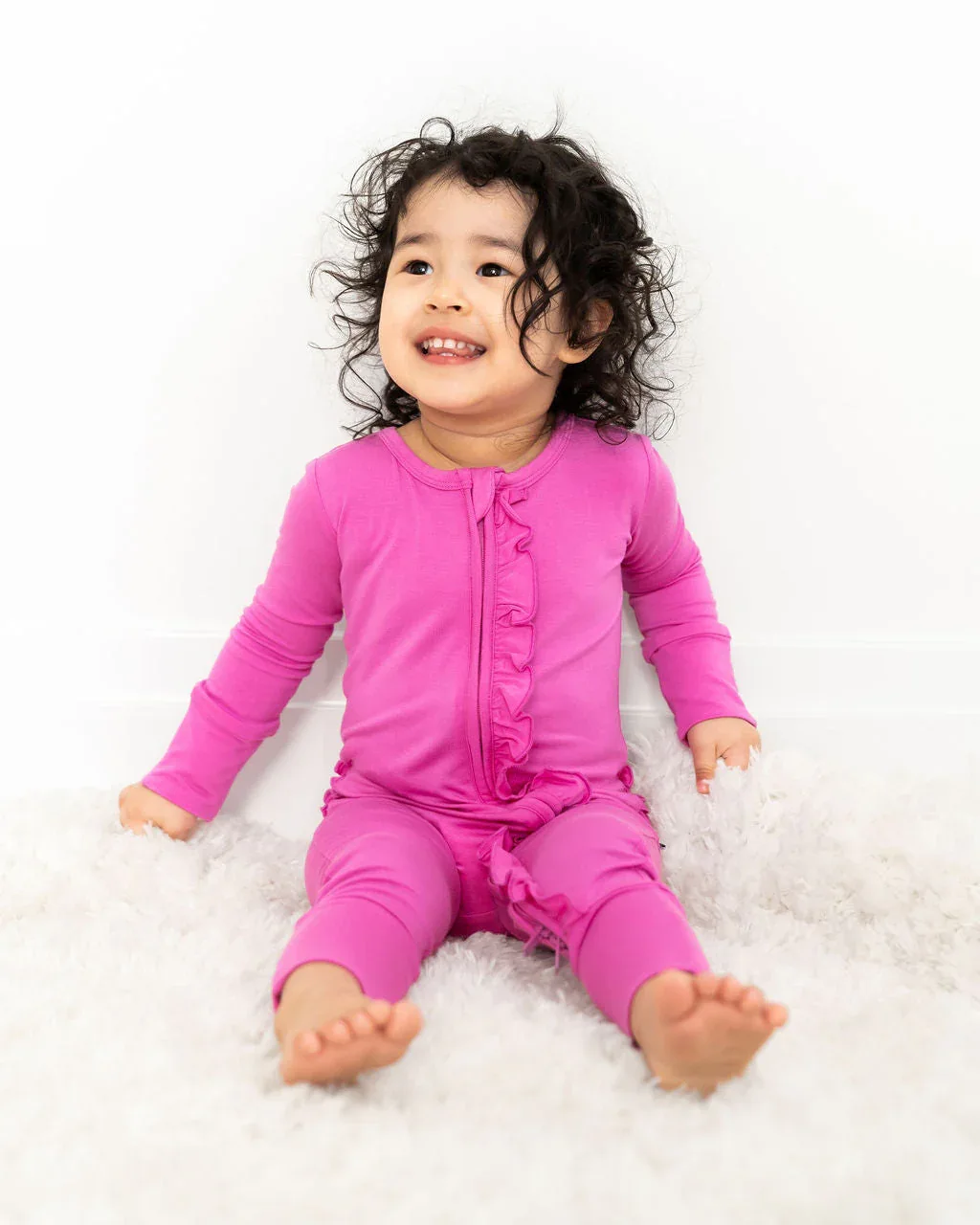 Korrie Pink Bamboo Ruffle Convertible Footie - Image 3