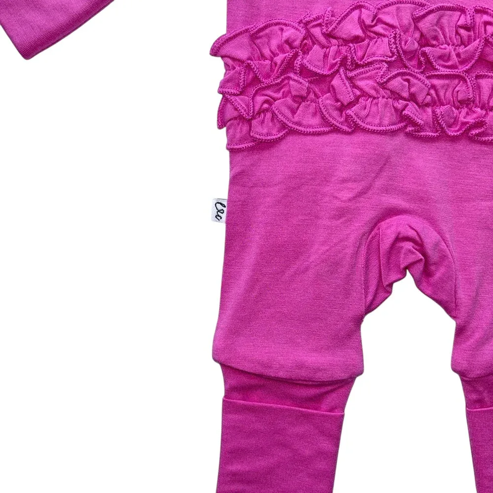 Korrie Pink Bamboo Ruffle Convertible Footie - Image 5