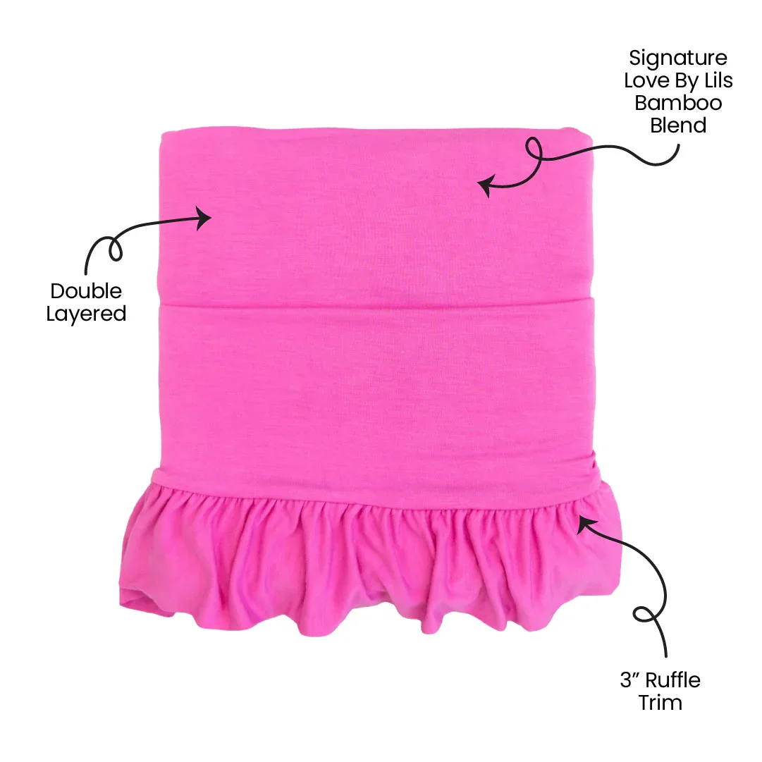 Korrie Pink Bamboo Ruffle Toddler Blanket - Image 2
