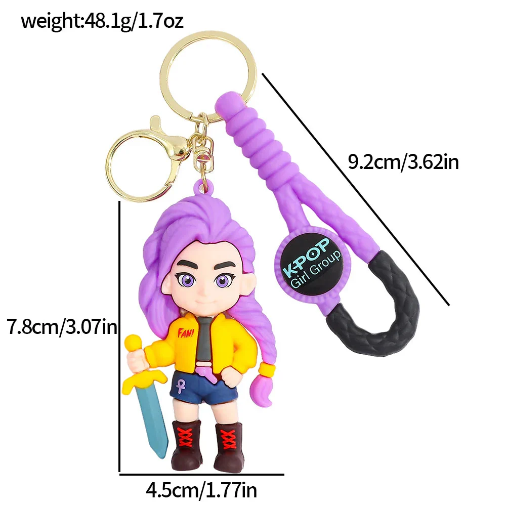 KPOP Demon Hunters Keychain, Tiger Character PVC Figure Keychain, Cute Harajuku Style Key Ring for Kids & Fans Halloween - Image 5