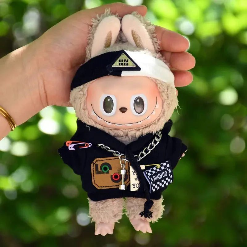 Labubu 17cm Black Sweatshirt Outfit for Vinyl Pendant & Blind Box Dolls【Apparel Only] - Image 3