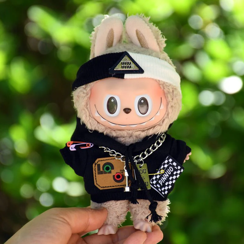 Labubu 17cm Black Sweatshirt Outfit for Vinyl Pendant & Blind Box Dolls【Apparel Only] - Image 4