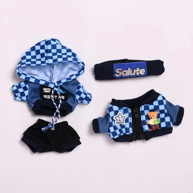 Labubu 17cm Blue Plaid Sweatshirt Outfit, Casual Keychain Fashion Set for Labubu Dolls【Apparel Only] - Image 2