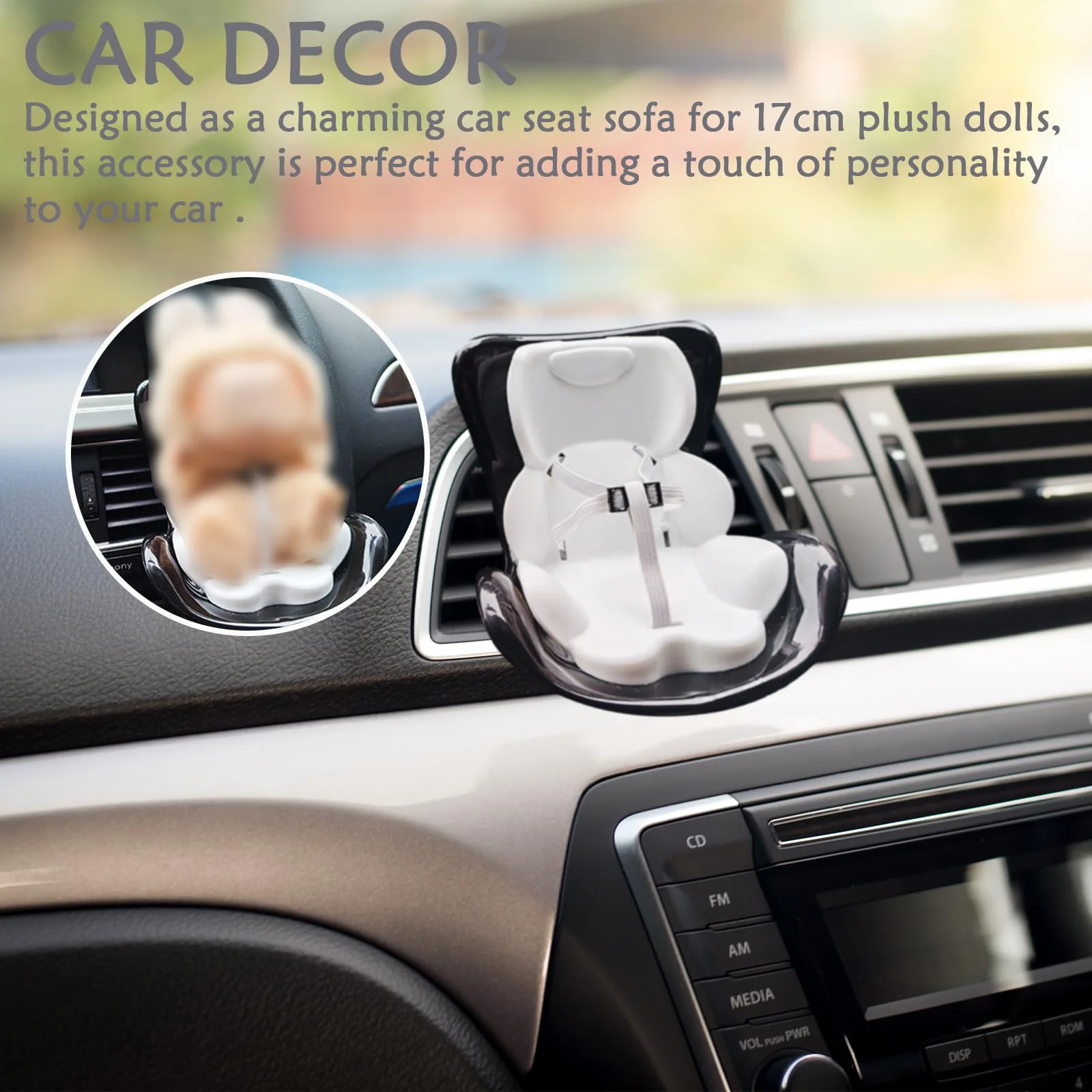 Labubu Car Seat: Cute Air Vent & Safety Seat Decor | Premium Car Charms for Interior Decoration - Image 2